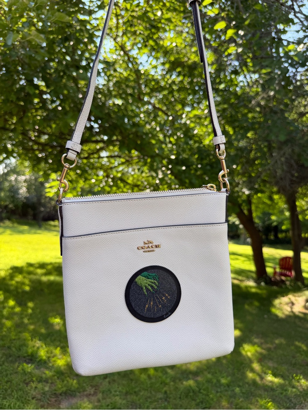Coach Wizard of Oz Witch Hand File Crossbody Bag Ivory Leather 77779